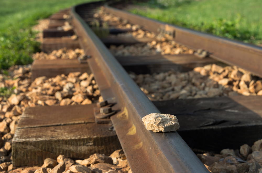 Railroad tracks with rock